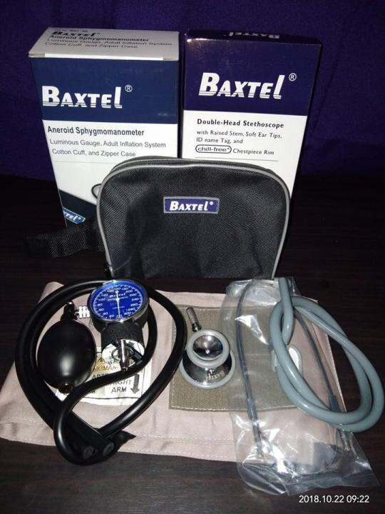 Baxtel Aneroid Sphygmomanometer Set with Double Head Stethoscope Blood