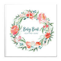 Peachly Baby Memory Book For Girls Milestone Keepsake Journal | First Five Years Baby Girl Memory Book | Baby Keepsakes First Year Memory Book | Baby Girl Baby Book | Bloom