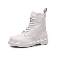 ◘◘ Dr. Martens รองเท้าบูท ข้อสั้น หนังวัวแท้ แบบผูกเชือก สีขาวลิ้นจี่ สําหรับผู้หญิง