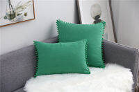 Soft Suede Cushion Cover with Pompom Ball Blue Green Navy Pillow Cover Bedroom Sofa Decoration Pillow Cases 35x50cm