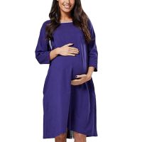 Maternity Dress Casual Pregnant Women Button Care Pajamas Skirt Mom Breastfeeding Dress Nightdress