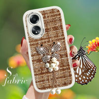 เคส Hpcase สำหรับ OPPO A58 4G A78 4G สุดสร้างสรรค์ผ้าไข่มุกผีเสื้อปลอกหุ้มผ้าซิลิโคนนิ่มเคสโทรศัพท์