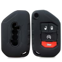 ✁ 2Pcs Silicone Car Flip Key Cover Remote Fob Case For Jeep Wrangler Gladiator 2018 2019 2020 2021 2022 Shell Jacket Protector