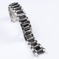 Classical 23mm Silver and Black Solid Stainless Steel Watchband For Chopard Watch Strap Metal Bracelet Deployment Clasp