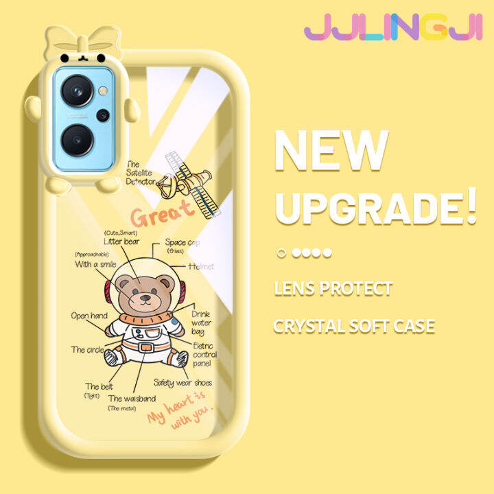 jjlingji-เคสสำหรับ-realme-9i-เคส-a96-a76-a36-oppo-k10การ์ตูนน่ารักนาซ่านักบินอวกาศหมี-motif-เคสกันกระแทกซิลิโคนนิ่มหนาทนต่อการตกหล่นและเคสโทรศัพท์แบบใสทนต่อการสึกหรอ