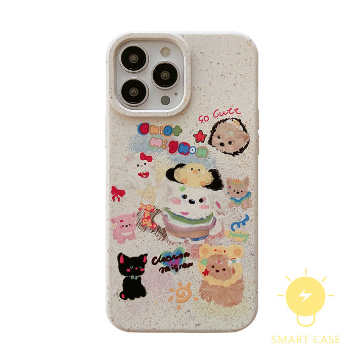 for-เคสไอโฟน-14-pro-max-cute-party-puppy-cat-เคส-phone-case-for-iphone-14-pro-max-plus-13-12-11-for-เคสไอโฟน11-ins-korean-style-retro-classic-couple-shockproof-protective-tpu-cover-shell