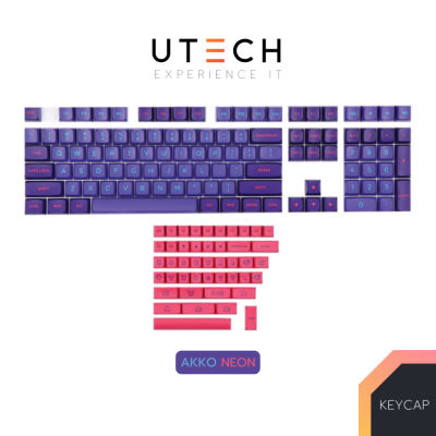 คีย์แคป AKKO PBT Double-Shot Keycap set - NEON (MDA profile) 227 Button PTB Keycaps Set by UTECH