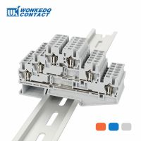 10Pcs ST2.5-3L Three Level Spring Cage Din Rail Connector 6 Connections 2.5 mm² 28 - 14 AWG Electrical Terminal Block ST 2.5-3L