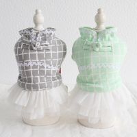 Plaid Grid Pet Dog Clothes Winter Warm Jacket Coat Cat Dress Lace Dog Tutu Dress Pet Dress Clothing Chihuahua Teddy XS-XL Dresses