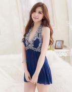 Áo ngủ sexy viền ren co giãn 4 chiều CDAN52 Chodeal24h - Xanh dương Đậm