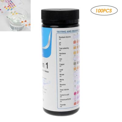 100Pcs 14 In 1 Pool Test Strips Water Quality Strip pH Value Paper for Swimming Pool Spa Hot Tubs Aquarium Fish Tanks Inspection Tools