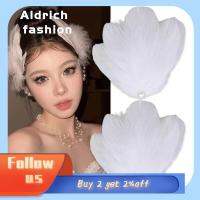 ALDRICH แฟชั่น2ชิ้นสไตล์บัลเล่ต์ขนนกคลิปขนนกกระจอกเทศที่สวมศีรษะไข่มุกปิ่นปักผมประดับคริสต์มาสน่ารัก