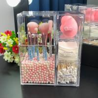 【YD】 Makeup Brushes Holder with Drawers for Cotton Pads/Swab/Blender Organizer Cosmetics Storage