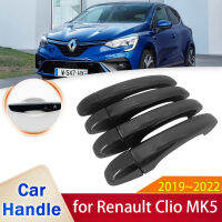 AFit สำหรับ Renault Clio 5 V MK5 BF 2019 ~ 2022 2020 2021 Lutecia Gloss สีดำประตู Handle Cover รถอุปกรณ์เสริมภายนอกสติกเกอร์ TrimM