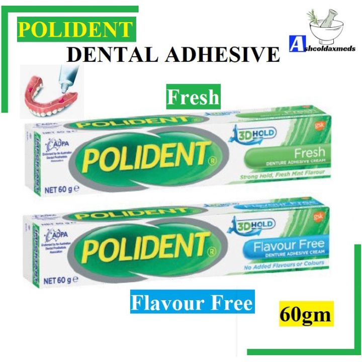 POLIDENT DENTURE ADHESIVE CREAM FLAVOUR FREE/FRESH (20GM OR 60GM) or ...