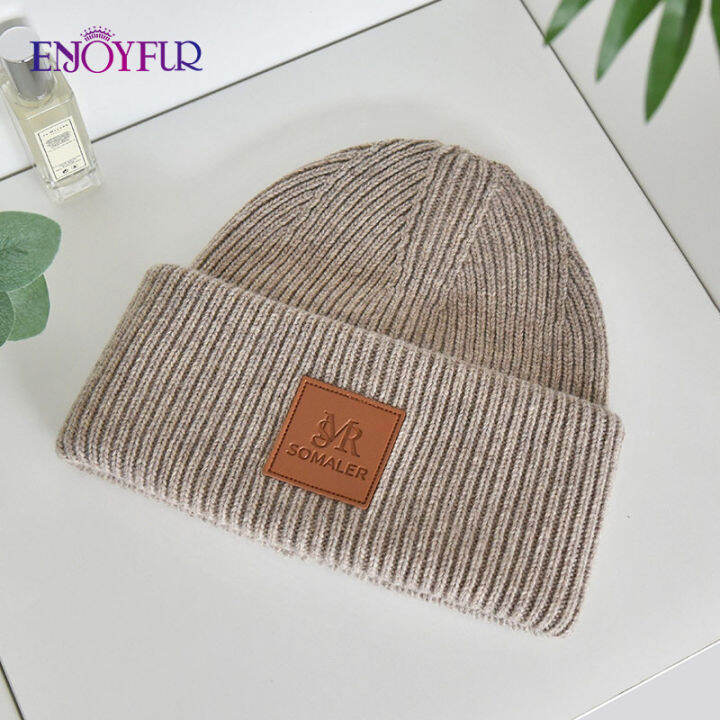 enjoyfur-women-winter-beanie-hat-soft-warm-wool-knit-beanie-female-fashion-lightweight-casual-cuffed-skull-ski-caps