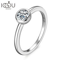 IOGOU Moissanite แหวนหมั้น5มิลลิเมตร D สีรอบ Solitaire แหวนเพชรจริง925เงินอุปกรณ์เสริมของผู้หญิงเครื่องประดับจัดงานแต่งงาน
