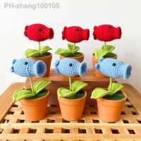 Crochet Peashooter Potted PlantArtificial BonsaiHome Table OranmentsOffice Desktop DecorHand-Knitted Lovely Gifts For Friend