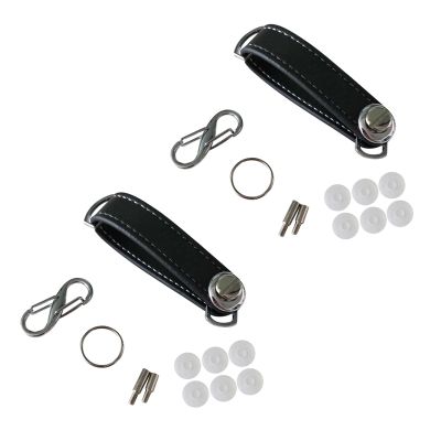 dvvbgfrdt 2X Fashion Car Key Pouch Bag Case Wallet Holder Chain Key Wallet Ring Pocket Key Organizer Smart Leather Keychain Black