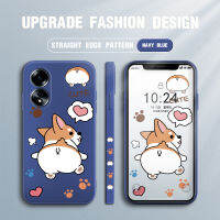 เคสโทรศัพท์สำหรับ OPPO A38 A18น่ารักลายการ์ตูนเวลช์คอร์กี้เพมโบรกรอยเท้าสุนัขเคสโทรศัพท์ดีไซน์ของเหลวรูปแบบขอบสี่เหลี่ยมปลอกซิลิโคนคลุมทั้งหมดเคสป้องกันกล้อง