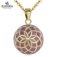 Eudora gorgeous Flower Enamel Craft Red Harmony Ball Pendant Mexican Bell Harmony Bola Ball Pendant Necklace for Pregnancy Women