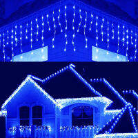 8M 12M 16M 20M Christmas Lights Garland Icicle Curtain Light Droop 0.6m AC220V Outdoor Street Garland on The House New Year 2022