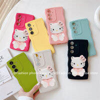 Soft Case เคส Samsung A54 A34 A24 A14 A13 A23 A33 A53 A73 M23 LTE 4G 5G เรียบง่ายสีทึบ Big Wave กรณีโทรศัพท์มือถือสำหรับ Samsung A72 A52s A52 A32 A22 A12 A42 A51 A71 4G 5G พร้อมกระจกแต่งหน้า Hellokitty 2023