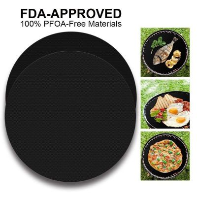 24/40cm Round Non-Stick Barbecue Grill Mat Circular Barbecue Meat Mat High Temperature Heat Resistant Pad Reusable BBQ Tool