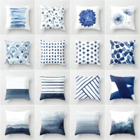 Nordic Wind Blue Small Fresh Abstract Pillow Case Car Sofa Nap Office Bay Window Cushion Cover Girl Day Gift