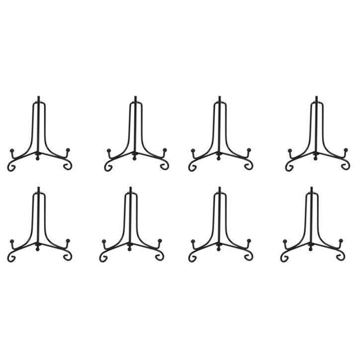(8 Pack)Iron Display Stand, Black Iron Easel Plate Display Photo Holder