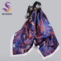 BYSIFA ผ้าพันคอฮิญาบสีส้มสำหรับฤดูใบไม้ผลิไหมหม่อนฤดูใบไม้ร่วงสไตล์จีน Syal Sutra มีตัวอักษรใหม่ผ้าพันคอผ้าพันคอคลุมไหล่ฤดูใบไม้ร่วง