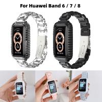 สายนาฬิกาเคสสำหรับสายนาฬิกา Huawei 7 8สายสายนาฬิกาข้อมืออัจฉริยะสำหรับสายรัด Huawei 6 /Honor Band 6สายรัดข้อมือโลหะ