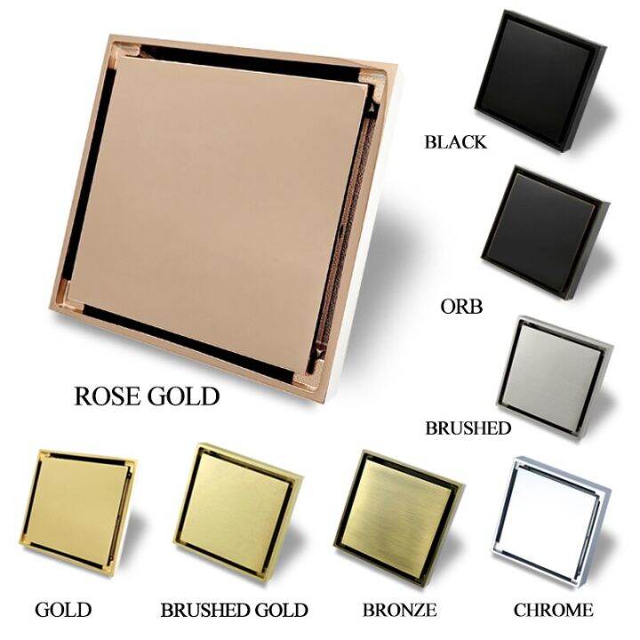 brass-shower-drain-bathroom-floor-drain-tile-insert-washroom-invisible-drain-cover-square-waste-floor-drain-10x10-cm-rose-gold-by-hs2023