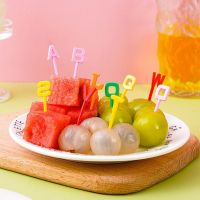 Reusable 26 Letters Fruit Fork Kids Food Pick Lunch Box Toothpick Cute Christmas Salad Snack Cake Dessert Fork Decoration