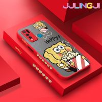 Jlingji เคสสำหรับ VIVO Y30 Y30i Y50การ์ตูนแฮปปี้ SpongeBob บางมีน้ำค้างแข็งโปร่งใสแข็งขอบสี่เหลี่ยมกันกระแทกปลอกซิลิโคนคลุมทั้งหมดป้องกัน Softcase