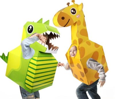 กล่องกระดาษไดโนเสาร์ กล่องกระดาษรูปเครื่องบิน กล่องสำหรับเด็กที่สวมใส่ได้ DIY ของเล่นเด็กอนุบาล ของขวัญวันเกิด