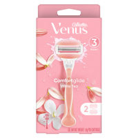 พร้อมส่ง+++ GILLETTE Venus Comfort Glide White Tea Razor ยิลเลตต์ วีนัส คอมฟอร์ท ไกลด์ ไวท์ ที ชุดใบมีดโกนพร้อมด้าม 2 ชิ้น มีดโกน ใบมีดโกน