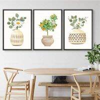 Botanical Wall Art พิมพ์ผลไม้ครัวโปสเตอร์ของขวัญ Orange Tree Daisy แจกันภาพวาดผ้าใบสำหรับตกแต่งห้องนั่งเล่น