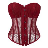 Burgundy gauze transparent breathable corset elastic corset