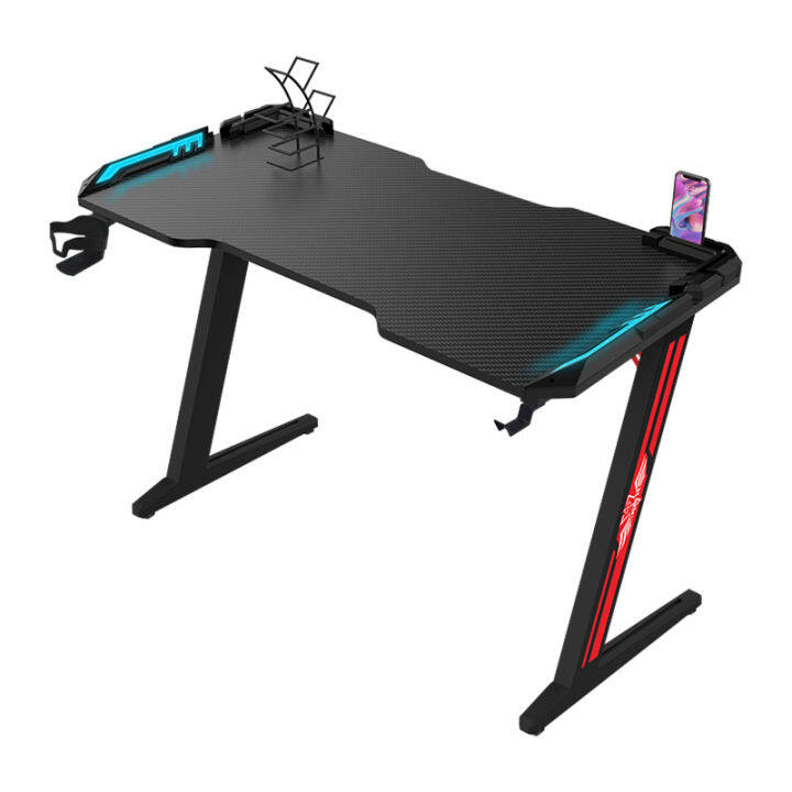 Computer Desk Desktop Z-shaped Esports Table LED Carbon Fiber Home ...