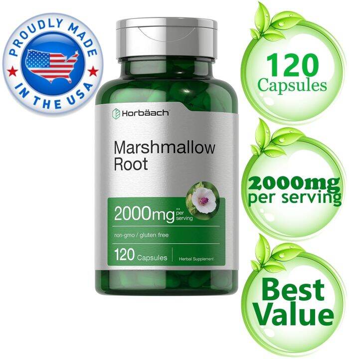 Marshmallow Root 120 Caps 2000mg 100 Pure & Potent High in Mucilage