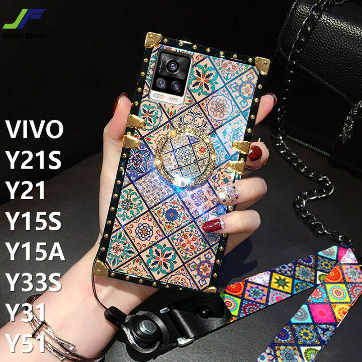 jiefie-เคสโทรศัพท์สไตล์พื้นเมือง-บลูเรย์สำหรับ-vivo-y21-y21s-y21a-y21t-y15s-y15a-y33s-y33t-y01-y53s-y31-y51-ฝาหลังสี่เหลี่ยมกันกระแทกสุดหรู-ขาตั้งแหวนและสายคล้อง