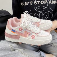 COD DSFGREYTRUYTU Niche Original Design Cherry Blossom Sports Canvas Board Shoes Women Autumn New Style Thick-Soled Casual Japanese White