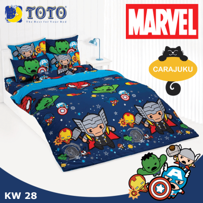 TOTO (ชุดประหยัด) ชุดผ้าปูที่นอน+ผ้านวม มาร์เวล คาวาอิ Marvel Kawaii KW28 สีน้ำเงิน #โตโต้ 3.5ฟุต 5ฟุต 6ฟุต ผ้าปู ผ้าปูที่นอน ผ้าปูเตียง ผ้านวม