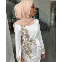 Abaya Arabian Lace Beaded Maxi ชุดมุสลิม Baju Muslimah Robe ผู้หญิงสวม Dress