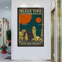 Sumanssa Bless บ้านนี้-Wretched Hive Of Scum และ Villainy Retro โปสเตอร์-ของขวัญที่ไม่ซ้ำสำหรับ Home Living Decor พิมพ์ Wall Art ผ้าใบ