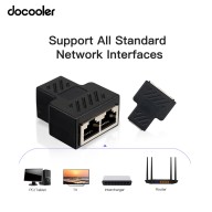 Docooler Đầu Nối Bộ Chia RJ45 1 Đến 2 Cổng Cái Bộ Chia Ổ Cắm Cáp Ethernet thumbnail