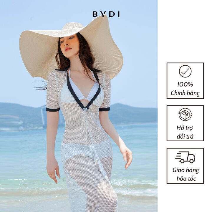 Áo Khoác Suông Bikini Nữ BYDI Design Đầm Lưới Ôm Cổ Sơ Mi Đi Biển ...