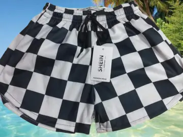 Black and white clearance checkered shorts womens