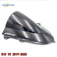 ElvenตาสำหรับYamaha R15 V3 2019 2020อุปกรณ์มอเตอร์ไซค์ฟองคู่กระจกหน้ากระจกที่มีR15โลโก้F AiringลมVisorสปอยเลอร์D Eflector